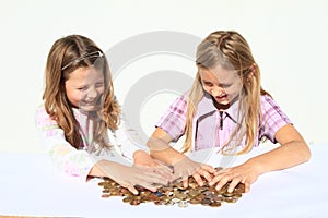 Girls dividing money