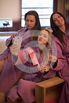 Girls doing Selfy on bachelorette party