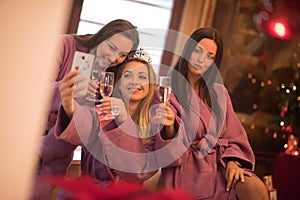 Girls doing Selfy on bachelorette party