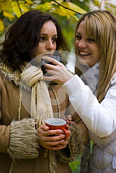 Girls drinking tea
