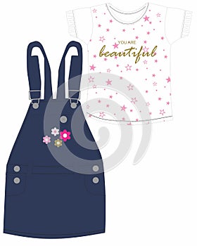 GIRLS DUNGAREE SET STAR ART