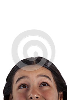 Girls eye and nose against white background