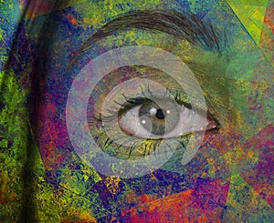 Girls eye with paint