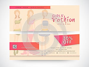 Girls fashion store web banner or header.