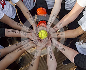 Girls Fastpitch Softball Team Inspirational Huddle