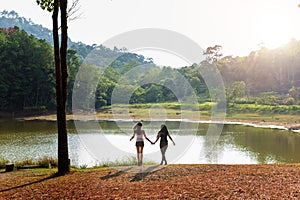 Girls Friends Exploring Outdoors Nature Concept