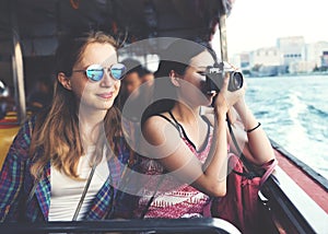 Girls Friendship Hangout Traveling Holiday Photography Concept