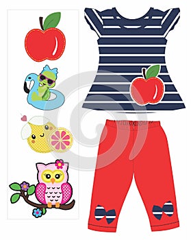 girls frocks with pant patch vector