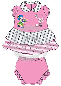 girls frocks with pants flower butterfly print vector art