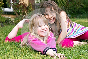 Girls in garden