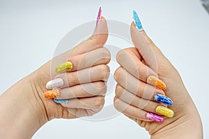 Girls hand with DIY manicure