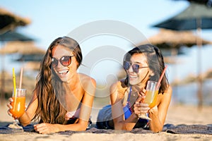 girls having fun on a beach