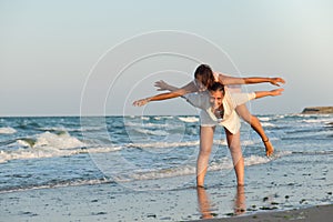 Girls having fun on the beach