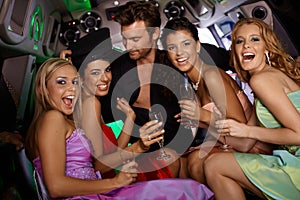 girls having fun in limo