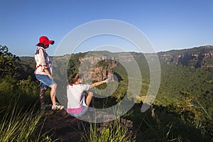 Girls Hiking Wilderness