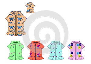 Girls hooded fleece jacket colorful butterfly AOP design template