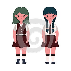 Girls kids cartoons with uniforms vector design