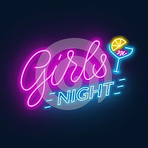 Girls Night out neon lettering on dark background