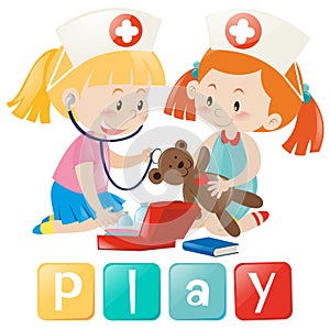 Girls playing doctor and nurse