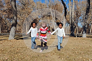 Girls playing on winter day