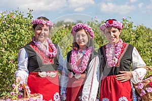 Girls posing during the Rose picking festival in Bulgaria