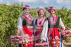 Girls posing during the Rose picking festival in Bulgaria photo