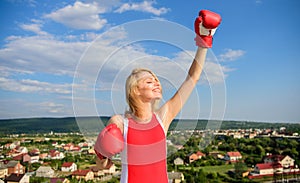 Girls power concept. Girl boxing gloves symbol struggle for female rights and liberties. Fight for female rights. Woman