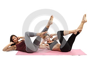 Girls practicing pilates photo