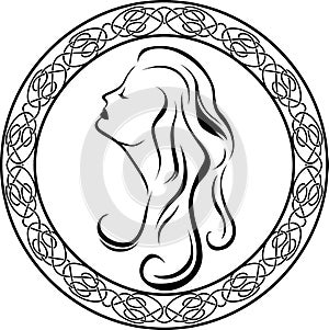 Girls profile in Celtic circle