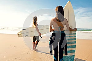 Girls ready for surfing