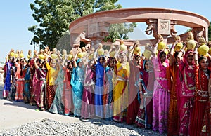 Girls in religious rituals in Rajasthani traditional apparel