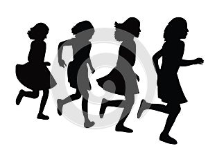 Girls running body silhouette vector