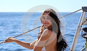 girls sailing in bikini sisters mother daughter mom girl at Los Cabos Mexico