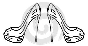 Girls shoes sketch, illustration, vector