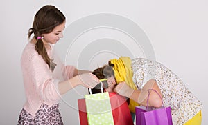 Girls with shopping bags