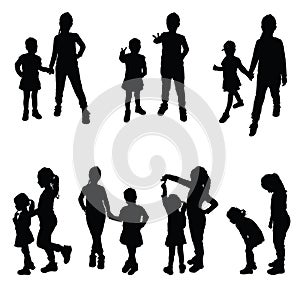 Girls silhouette vector in black