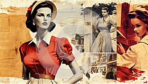 girls in sixties retro design, photo and graphics