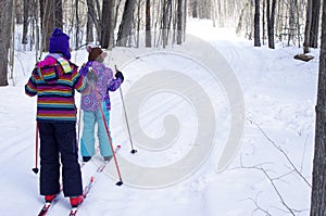 Girls skiing