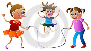 Girls skipping