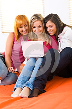 Girls surfing in internet