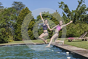 Girls Swim Pool Fun