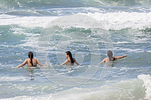 Girls Swimming Beach