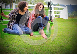 Girls on Swing