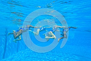 Girls Synchronized Dance Swimming Underwater