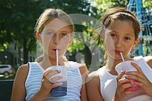 Girls With Takeout Drinks photo