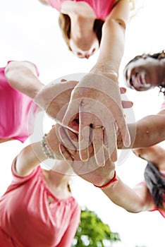 Girls Teamwork Relation Together Unity Friendship Concept photo