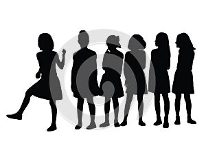 Girls together body black color silhouette vector