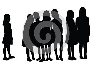 Girls together body black color silhouette vector