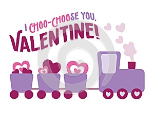 Girls Train Valentine's Day Card, Valentine Choo