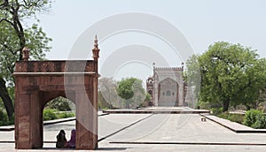 Girls under an arch